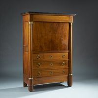 Secrétaire à abattant en acajou, placage d’acajou et noyer o…