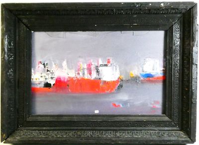 a picture of a painting of a ship in the water