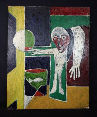 une image représentant un tableau sur lequel figure un homme debout devant une porte