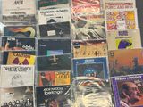 a lot of records on display on a table