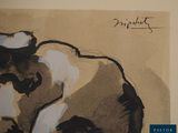 a drawing of a cow laying down on the ground