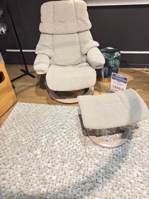 Fauteuil STRESSLESS RENO avec repose pied tissu chiné beige … - Photo 1