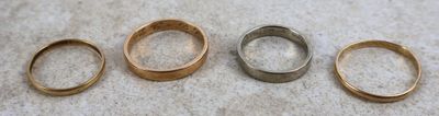Trois types de bagues différents sont représentés sur un fond blanc