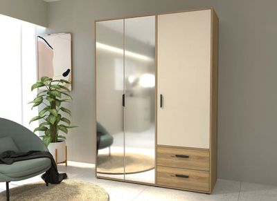 1 Armoire de chambre - modèle : MOKKARO - Décor Chêne et sab…