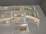a lot of different types of stamps on the table