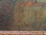 a picture of a painting on the wall next to a vase