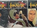 three covers of a comic book with an image of a man holding a snake