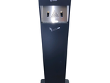 an image of a black and silver display with a water dispenser