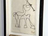 une image représentant un dessin d'un homme à cheval