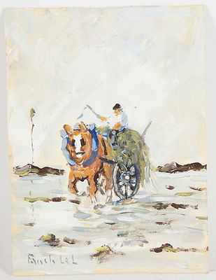 un tableau représentant un homme dans une calèche