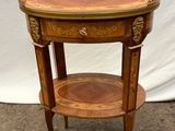 an image of a wooden table with a shelf on top of it