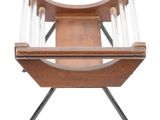an image of a wooden chair with clear glass on it