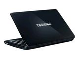 the laptop is black and has a logo on the screen