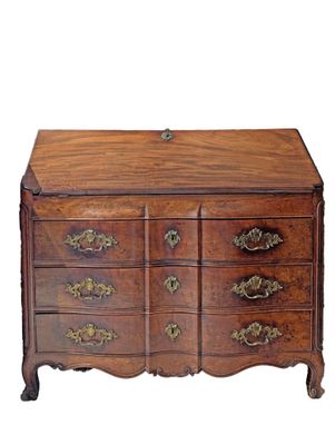 an image of a wooden chest of drawers with brass hardware