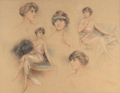 une image représentant un dessin d'une femme dans différentes poses