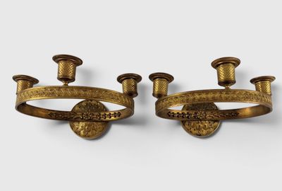 pair of antique brass candlesticks