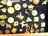 a picture of a display case with a lot of pins