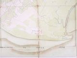 a map of a town on the map of a river