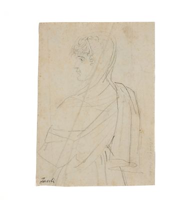 Ecole néoclassique Portrait de femme en buste tournée vers l…