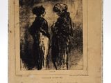 un vieux livre sur lequel figure une image représentant deux femmes côte à côte