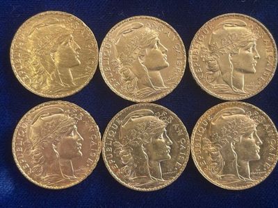 six gold sovereigns from the british empire
