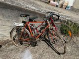 a bike that is parked next to a fire hydrant