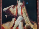 un tableau représentant une femme en kimono assise sur une chaise