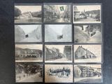 plusieurs vieilles photographies en noir et blanc représentant des bâtiments et des passants dans une rue