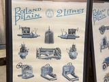 two framed pictures of different types of machines on display