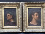 une paire de portraits représentant un homme et une femme, dans des cadres dorés
