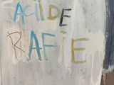 an image of a painting of a man in a suit and tie with the words acide raffe written on it