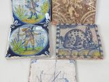 quatre sous-verres en céramique ornés d'une illustration représentant un navire et un bateau