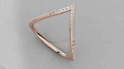 a rose gold triangle ring with diamonds on top