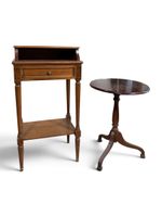 Lot de deux meubles : table guéridon d'appoint ; meuble télé…