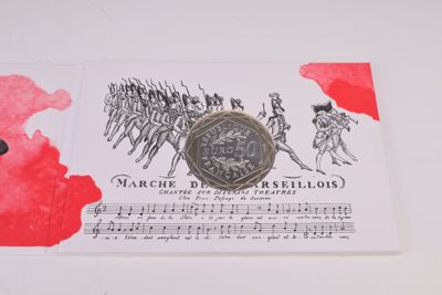 une image d'un timbre sur lequel figure une fanfare militaire