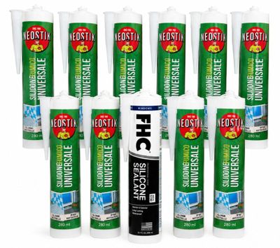 a group of different types of construction adhesives on a white background