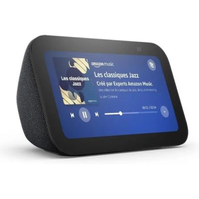 une image représentant un appareil connecté dont l'écran affiche un lecteur de musique