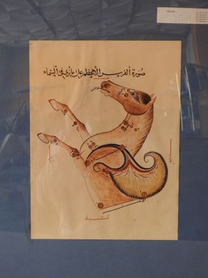 a picture of a picture of a horse with a snake on it ' s back