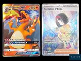 deux cartes Pokémon, l'une représentant une fille et l'autre un dragon