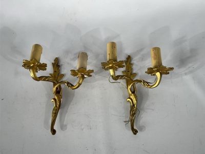 paire d'appliques murales anciennes en laiton