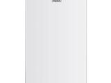 a white refrigerator freezer sitting on top of a white counter