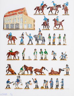 de nombreuses figurines représentant différents types de personnes à cheval