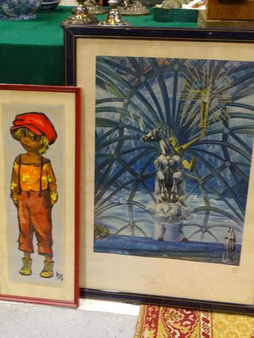Cadre décoratif Poulbot et lithographie de Salvadore Dali justifi...