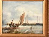 a picture of a painting of a sailboat in the water