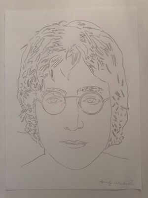 a drawing of a man with glasses and curly hair