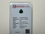 a close up of a card with a green tear on it