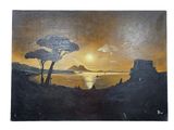 peinture d'un coucher de soleil sur une étendue d'eau