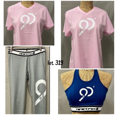 three pictures of a woman ' s shirt and pants with the letter q on them