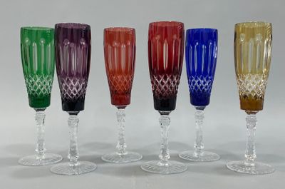 Cristal de Paris Ensemble de six verres à champagne en crist…