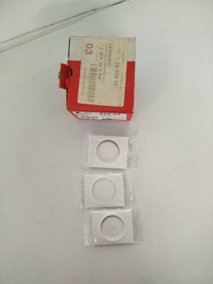 a red box with a white ring on top of it